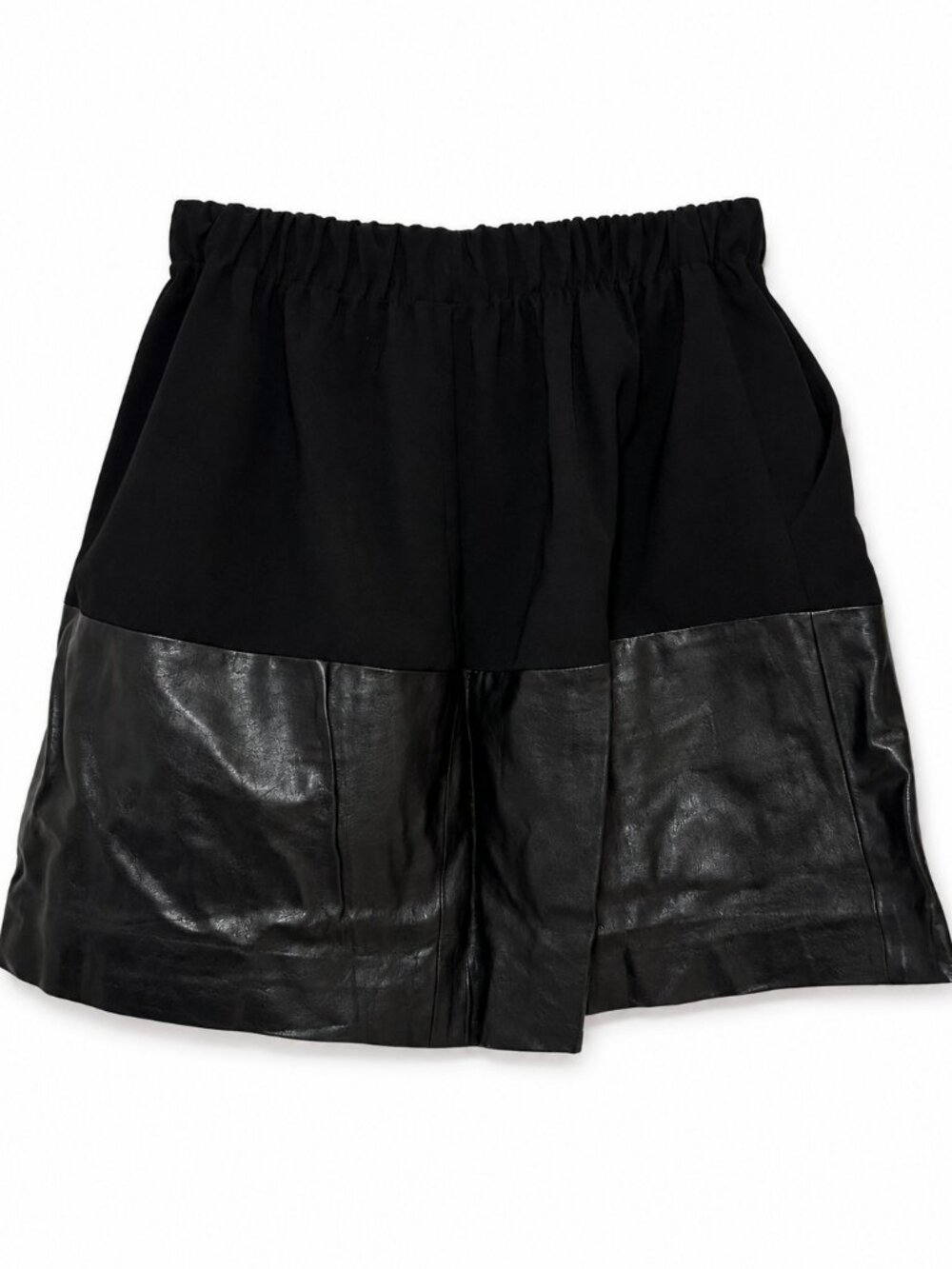 Vince Black Leather Panel Shorts Size XXS